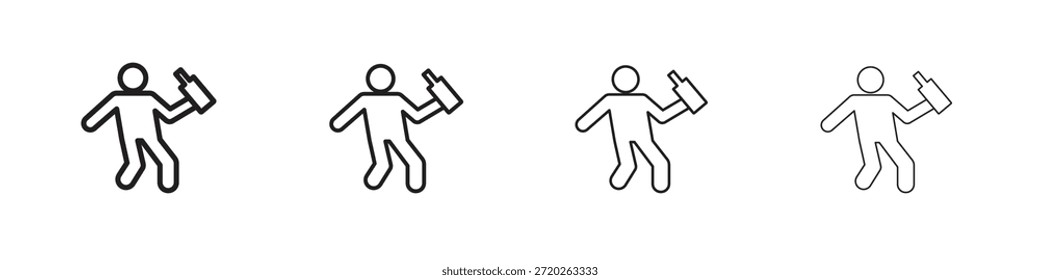 Drunk human icons Outline vector symbol sign