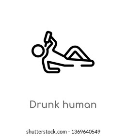 drunk human vector line icon. Simple element illustration. drunk human outline icon from feelings concept. Can be used for web and mobile