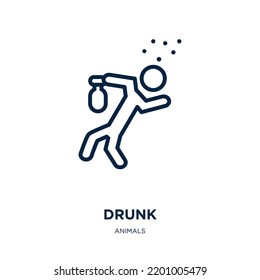 drunk icon from animals collection. Thin linear drunk, alcohol, bottle outline icon isolated on white background. Line vector drunk sign, symbol for web and mobile