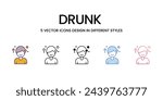 Drunk icons set vector illustration. vector stock,