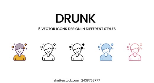 Drunk icons set vector illustration. vector stock,