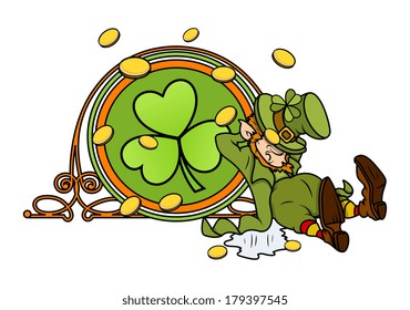 Drunk Leprechaun - Clover Leaf Frame Vector