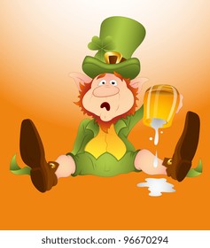 Drunk Leprechaun-St. Patrick's Day Cartoon Vector Illustration