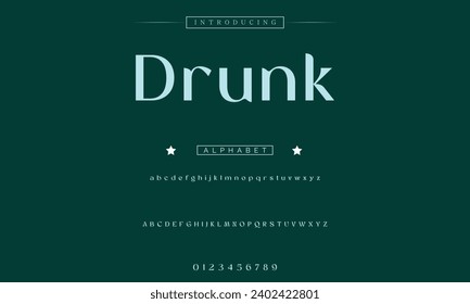 Drunk Lettering Minimalist Fashion. Elegant alphabet letters serif font and number. Typography fonts regular uppercase, lowercase.