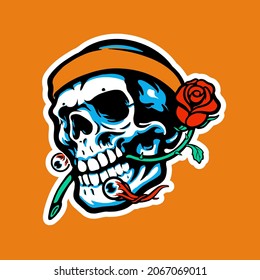 drunk in love skull rose eyes horror helloween vetor illustration