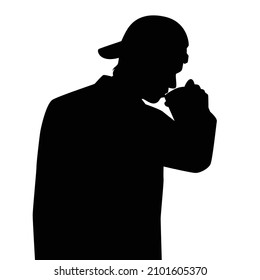 Drunk man with beer glass in hand silhouette , party people vector.