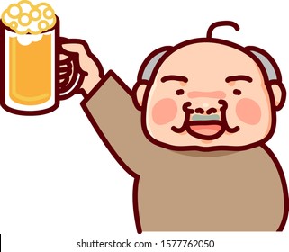 Drunk man with beer in one hand.