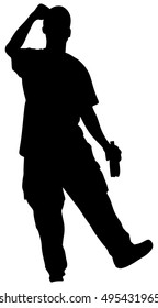 Drunk man with bottle of wine silhouette. Drinking young guy isolated over white background. Happy alcohol boy consumer symbol. Social problem in community. Alcoholism addiction.