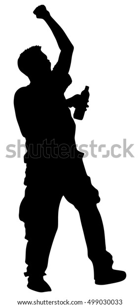 Drunk Man Bottle Wine Silhouette Drinking Stock Vector (Royalty Free ...