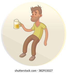 A Drunk Man Drinking Beer On The Street