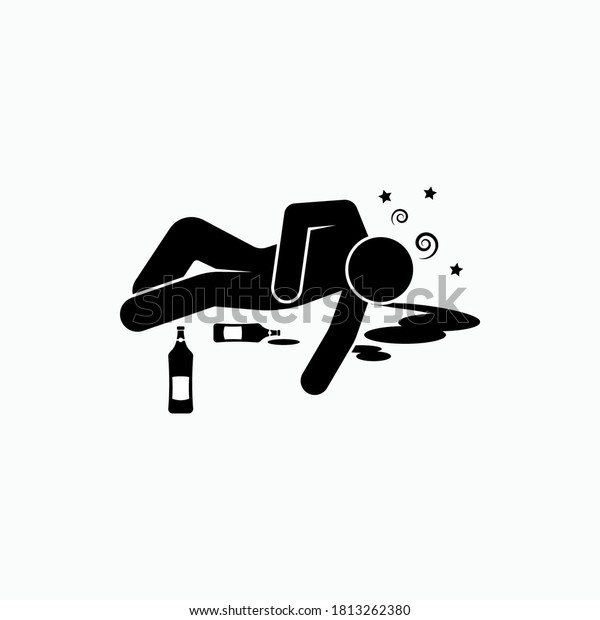 Drunk\
Man Icon.  Alcoholic Drinkers Symbol As Simple Vector Sign for\
Design and Website, Presentation or\
Application.