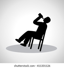 Drunk Man Icon - Isolated On Gray Background - Vector Illustration, Graphic Design. Drunkenness Concept