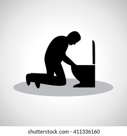 Drunk Man Icon - Isolated On Gray Background - Vector Illustration, Graphic Design. Drunkenness Concept