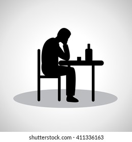 Drunk Man Icon - Isolated On Gray Background - Vector Illustration, Graphic Design. Drunkenness Concept