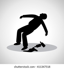 Drunk Man Icon - Isolated On Gray Background - Vector Illustration, Graphic Design. Drunkenness Concept