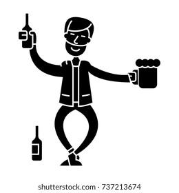 drunk man  icon, vector illustration, sign on isolated background