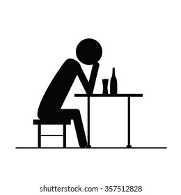 drunk man icon vector silhouette on chair illustration
