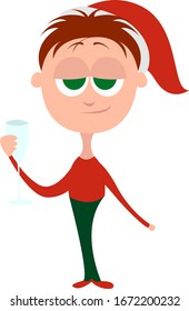 Drunk man, illustration, vector on white background.