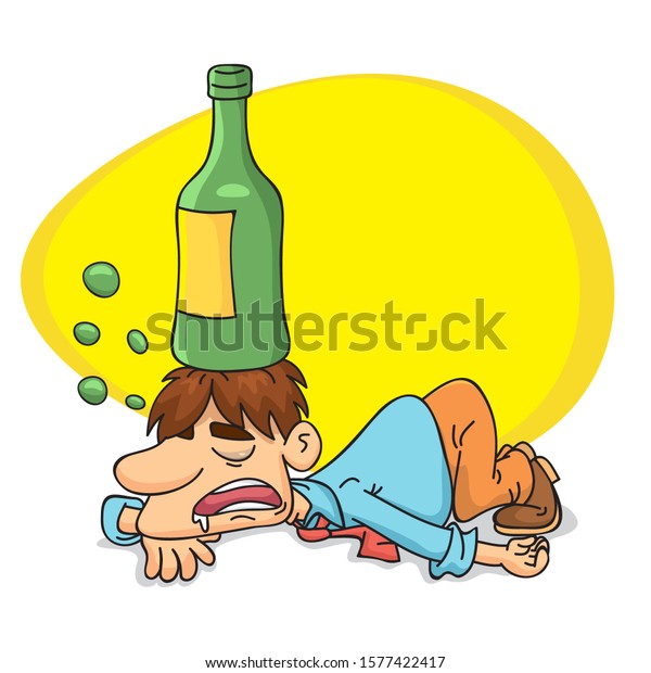 Drunk Man Lying On Floor Bottle Stock Vector (Royalty Free) 1577422417