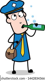 Drunk Man - Retro Postman Cartoon Courier Guy Vector Illustration