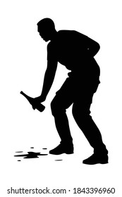 Vector de silueta de hombre ebrio sobre blanco
