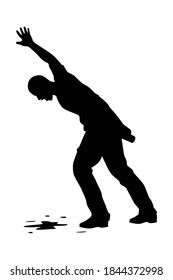 Vector de silueta de hombre ebrio sobre blanco