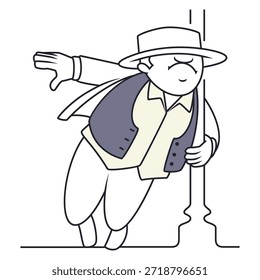 Drunk man staggering on street. Funny people. Illustration concept for website and mobile website development.
