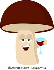 Drunk mushroom, illustration, vector on white background.