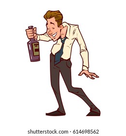 Drunk office worker, businessman, cartoon character.flat  illustration
