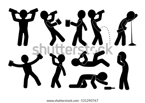 Drunk People Different Situations Stock Vector (Royalty Free) 531290767