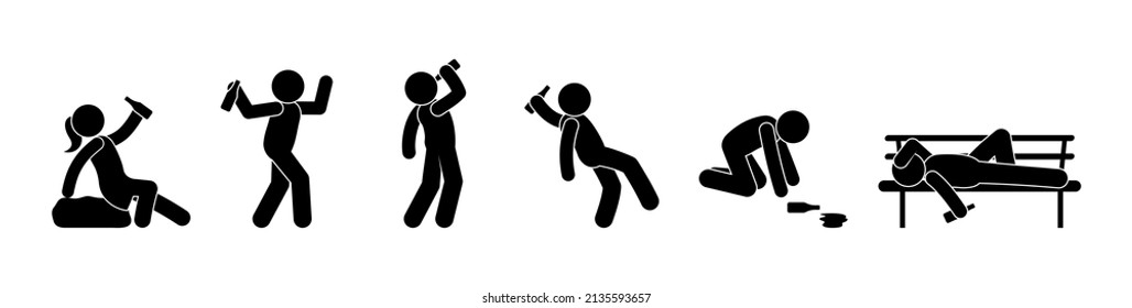 drunk people icon, isolated pictogram, man drinking alcohol