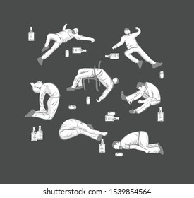 drunk people in interesting poses