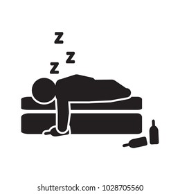 Drunk person sleeping icon vector. Vector illustration. 