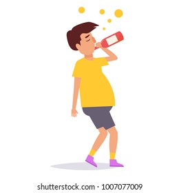 Drunk person. Vector. Cartoon. Isolated art on white background. Flat