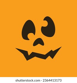 The Drunk Pumpkin's Night Out. Scary pumpkin face on orange background vector illustration.