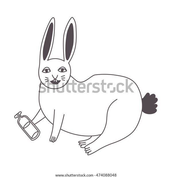 Download Drunk Rabbit Vector Illustration Adult Coloring Stock Vector Royalty Free 474088048