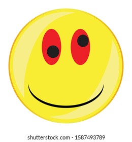 A drunk smile face button isolated on a white background