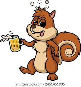 Drunk squirrel character vector illustration