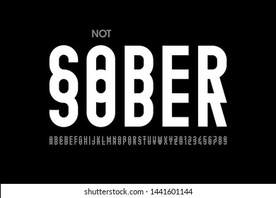 Drunk style font design, alphabet letters and numbers vector illustration