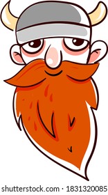 Drunk viking, illustration, vector on white background