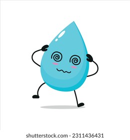 drunk water drop hold dizzy head. aqua activity vector illustration flat design.