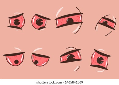 Drunk, Weed, Tired And Sleepy Cartoon Eyes Vector Set Isolated On Background.