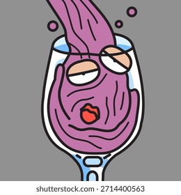 Concepto de vasos de vino borracho ilustración de personaje de dibujos animados