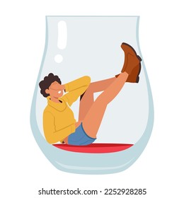 Drunk Woman Suffering of Alcoholism Lying on Bottom of Empty Wineglass. Alcohol Addiction Concept with Female Character with Pernicious Habits and Substance Abuse. Cartoon People Vector Illustration