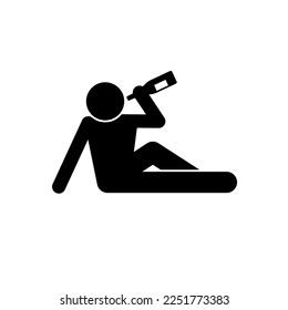 Drunkard symbol. Drunk man. Former background. Black silhouette.