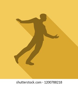 Drunkard young businessman walking. Social problem concept. Web icon with long shadows for application