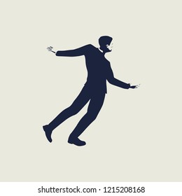 Drunkard young businessman walking. Social problem concept. Web icon with for application