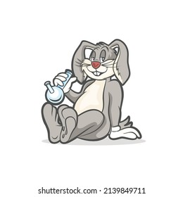 drunken bunny character cartoon of mascot illustration, logo design vector template