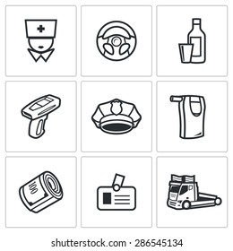 Drunken driving icons set. Vector Illustration.
Isolated Flat Icons collection on a white background for design