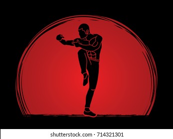 Drunken Kung fu pose designed on sunset background graphic vector.